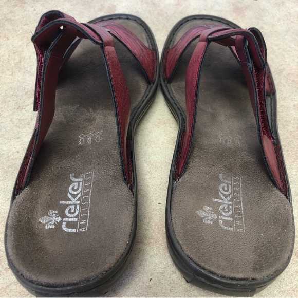 Rieker Antistress Sandals W/Velcro Strap Tooled Leather Design Size 38 (7.5 US) - Picture 10 of 11